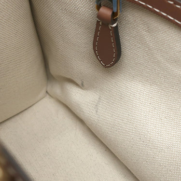 バーバリー BURBERRY ポケットバッグ ナチュラル×モルトブラウン キャンバス レザー 2WAYバッグ ゴールド金具 茶 ハンドバッグ ショルダー