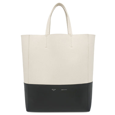 セリーヌ CELINE スモール バーティカル カバ 176163XBB クリーム レザー 2WAYバッグ シルバー金具 白 黒 バイカラー トート ショルダー