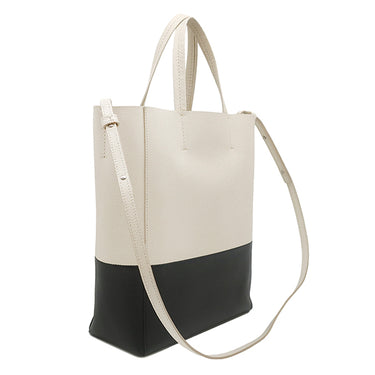 セリーヌ CELINE スモール バーティカル カバ 176163XBB クリーム レザー 2WAYバッグ シルバー金具 白 黒 バイカラー トート ショルダー