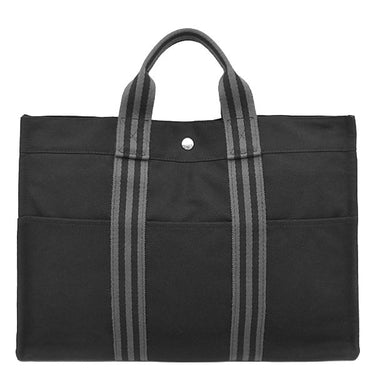 エルメス HERMES フールトゥ MM ブラック キャンバス トートバッグ シルバー金具 黒 グレー A4 ハンドバッグ トート