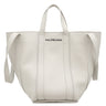 バレンシアガ BALENCIAGA エブリデイ 2.0 スモール ノースサウス ホワイトグレー レザー トートバッグ シルバー金具 ロゴ ストラップ欠品