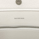 バレンシアガ BALENCIAGA エブリデイ 2.0 スモール ノースサウス ホワイトグレー レザー トートバッグ シルバー金具 ロゴ ストラップ欠品