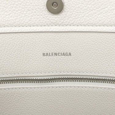 バレンシアガ BALENCIAGA エブリデイ 2.0 スモール ノースサウス ホワイトグレー レザー トートバッグ シルバー金具 ロゴ ストラップ欠品
