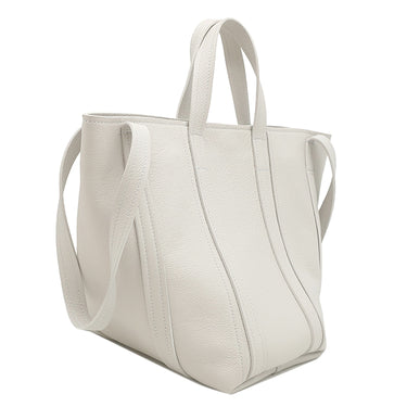 バレンシアガ BALENCIAGA エブリデイ 2.0 スモール ノースサウス ホワイトグレー レザー トートバッグ シルバー金具 ロゴ ストラップ欠品