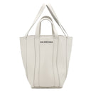バレンシアガ BALENCIAGA エブリデイ 2.0 スモール ノースサウス ホワイトグレー レザー トートバッグ シルバー金具 ロゴ ストラップ欠品