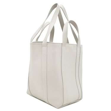 バレンシアガ BALENCIAGA エブリデイ 2.0 スモール ノースサウス ホワイトグレー レザー トートバッグ シルバー金具 ロゴ ストラップ欠品
