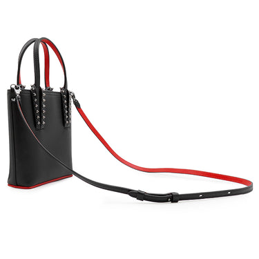 クリスチャンルブタン Christian Louboutin カバタ N/S ミニ 1215096CM53 ブラック カーフ 2WAYバッグ ガンメタル金具 黒 赤 スタッズ スパイク トート ショルダー