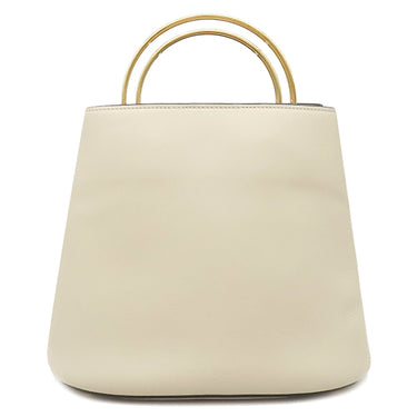 マルニ MARNI パニエ バケットバッグ ホワイト レザー 2WAYバッグ ゴールド金具 アイボリー ハンドバッグ ショルダー ポーチ付き