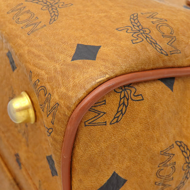エムシーエム MCM ヴィセトス ミニ ボストン コニャック PVC 2WAYバッグ ゴールド金具 ハンドバッグ ショルダー MCM 茶