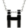 エルメス HERMES ポップアッシュ ペンダント ブラック×シルバー メタル ラッカー ネックレス 黒 Hモチーフ POP H SV金具