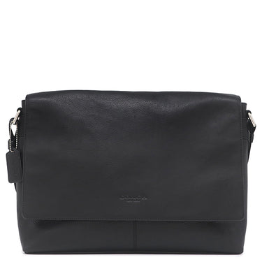 コーチ COACH チャールズ メッセンジャーバッグ F54792 ブラック レザー ショルダーバッグ シルバー金具 黒
