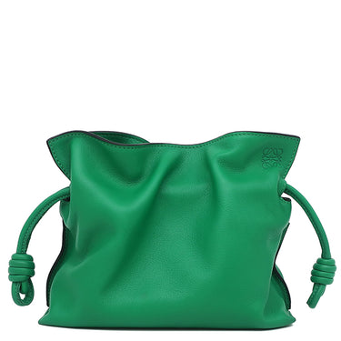 ロエベ LOEWE フラメンコクラッチ ミニ グリーン レザー ショルダーバッグ 緑 アナグラム ポシェット 巾着 ドロスト