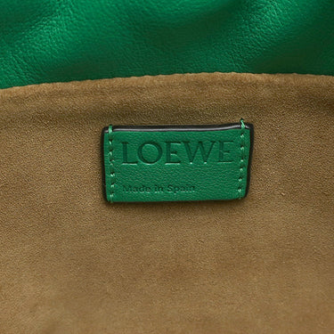 ロエベ LOEWE フラメンコクラッチ ミニ グリーン レザー ショルダーバッグ 緑 アナグラム ポシェット 巾着 ドロスト