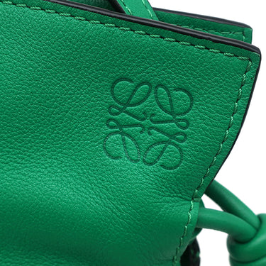 ロエベ LOEWE フラメンコクラッチ ミニ グリーン レザー ショルダーバッグ 緑 アナグラム ポシェット 巾着 ドロスト