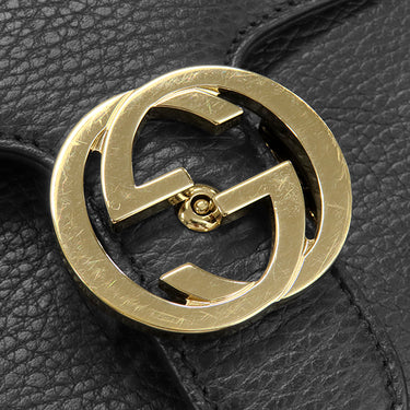 グッチ GUCCI インターロッキングG チェーンショルダー 510302 ブラック レザー 2WAYバッグ ゴールド金具 黒 ハンドバッグ ショルダー アウトレット品