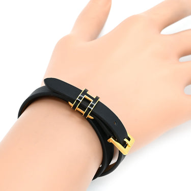エルメス HERMES ポップＨ ドゥブルトゥール H500349 ブラック×ゴールド ヴォースイフト メタル T2 ブレスレット ゴールド金具 新品 未使用 2026年製