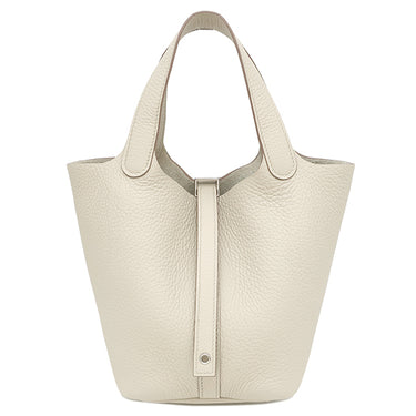 エルメス HERMES ピコタンロック 18 PM ベトン トリヨンクレマンス ハンドバッグ シルバー金具 オフホワイト 2024年製