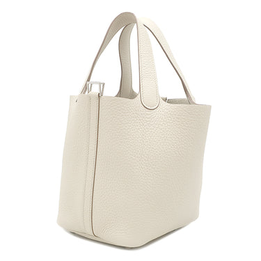 エルメス HERMES ピコタンロック 18 PM ベトン トリヨンクレマンス ハンドバッグ シルバー金具 オフホワイト 2024年製