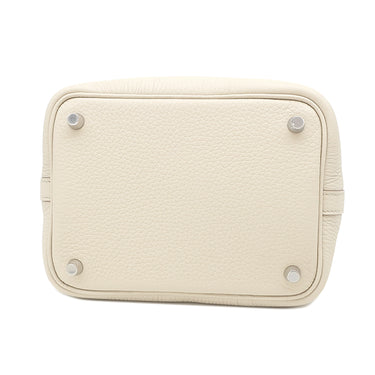 エルメス HERMES ピコタンロック 18 PM ベトン トリヨンクレマンス ハンドバッグ シルバー金具 オフホワイト 2024年製