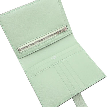 エルメス HERMES ベアンコンパクト ヴェールデュー アリゲーターマット 二つ折り財布 シルバー金具 緑 クロコ
