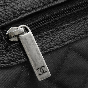 シャネル CHANEL ココマーク パンチング ブラック レザー トートバッグ シルバー金具 黒 ココマーク ショルダー 肩掛け