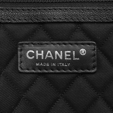 シャネル CHANEL ココマーク パンチング ブラック レザー トートバッグ シルバー金具 黒 ココマーク ショルダー 肩掛け