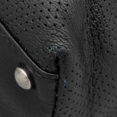 シャネル CHANEL ココマーク パンチング ブラック レザー トートバッグ シルバー金具 黒 ココマーク ショルダー 肩掛け