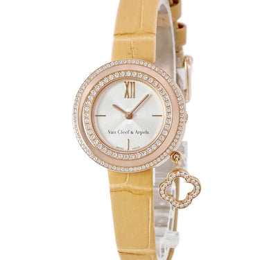 腕時計 ヴァンクリーフアーペル Van Cleef & Arpels チャーム ミニウォッチ VCARO29800 クオーツ レディース K18PG無垢 純正ダイヤ アルハンブラ