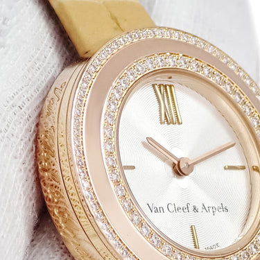 腕時計 ヴァンクリーフアーペル Van Cleef & Arpels チャーム ミニウォッチ VCARO29800 クオーツ レディース K18PG無垢 純正ダイヤ アルハンブラ