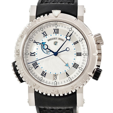 腕時計 ブレゲ BREGUET マリーン ロイヤル 5847BB/12/5ZV 自動巻き メンズ K18WG無垢 シルバー アラーム機能 ギョーシェ 青針