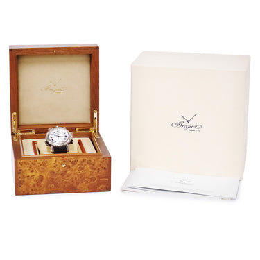腕時計 ブレゲ BREGUET マリーン ロイヤル 5847BB/12/5ZV 自動巻き メンズ K18WG無垢 シルバー アラーム機能 ギョーシェ 青針