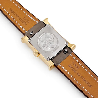 腕時計 エルメス HERMES Hウォッチ ミニ TPM HH1.101.131 クオーツ レディース ドゥブルトゥール H型 スクエア ホワイト イエローGP