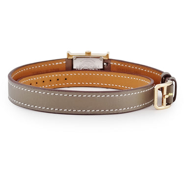腕時計 エルメス HERMES Hウォッチ ミニ TPM HH1.101.131 クオーツ レディース ドゥブルトゥール H型 スクエア ホワイト イエローGP