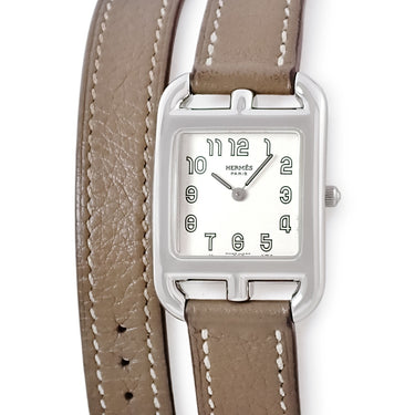 腕時計 エルメス HERMES ケープコッド PM CC1.210 クオーツ レディース シルバー ドゥブルトゥール アラビア スクエア