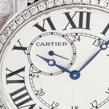 腕時計 カルティエ Cartier ロンド ルイ カルティエ WR007002 手巻き メンズ K18WG無垢 純正ダイヤ ローマン ギョーシェ 青針