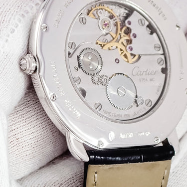 腕時計 カルティエ Cartier ロンド ルイ カルティエ WR007002 手巻き メンズ K18WG無垢 純正ダイヤ ローマン ギョーシェ 青針