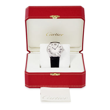 腕時計 カルティエ Cartier ロンド ルイ カルティエ WR007002 手巻き メンズ K18WG無垢 純正ダイヤ ローマン ギョーシェ 青針