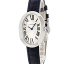腕時計 カルティエ Cartier ベニュワール SM W8000003 クオーツ レディース K18WG無垢 ローマン オーバル 青針 シルバー サンレイ