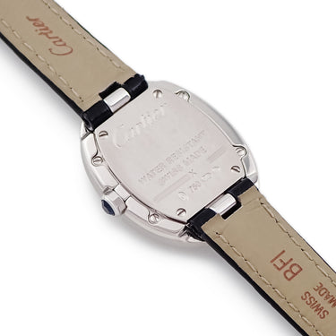 腕時計 カルティエ Cartier ベニュワール SM W8000003 クオーツ レディース K18WG無垢 ローマン オーバル 青針 シルバー サンレイ