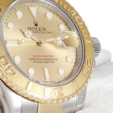 腕時計 ロレックス ROLEX ヨットマスター 16623 自動巻き メンズ G番 K18YG×SS コンビ シャンパン ベンツ針 回転ベゼル デイト