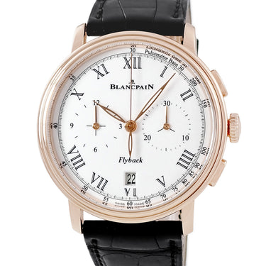腕時計 ブランパン BLANCPAIN ヴィルレ フライバック クロノグラフ パルスメーター 6680F-3631-55B 自動巻き メンズ K18RG無垢 ローマン