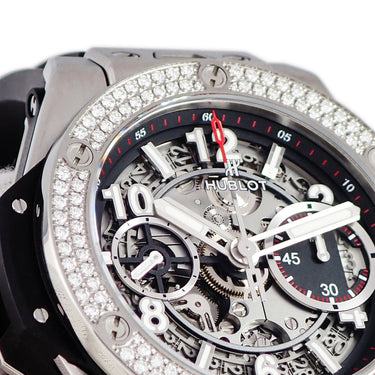 腕時計 ウブロ HUBLOT ビッグバン ウニコ チタニウム 441.NX.1170.RX.1104 自動巻き メンズ 純正ダイヤ マットブラック スケルトン
