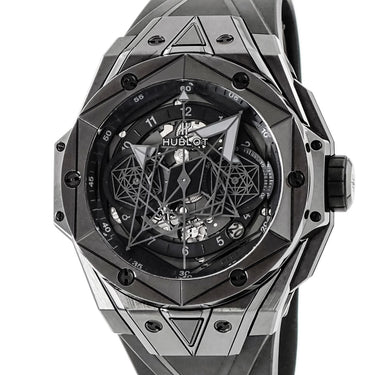 腕時計 ウブロ HUBLOT ビッグバン ウニコ サンブルー II オールブラック 418.CX.1114.RX.MXM20 自動巻き メンズ クロノグラフ 限定