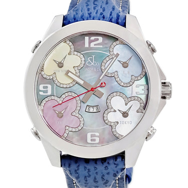腕時計 ジェイコブ JACOB&CO 5タイムゾーン フラワー 47mm JCM-ATH9 クオーツ メンズ 純正ダイヤ シェル カラフル デイト