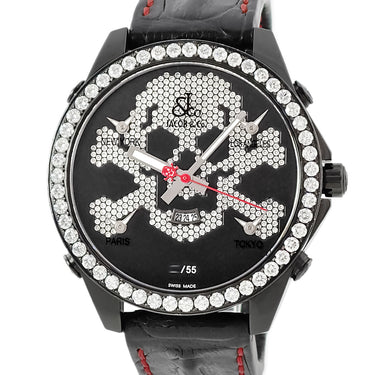 腕時計 ジェイコブ JACOB&CO 5タイムゾーン 47mm スカル リミテッド JC-SKULL9 クオーツ メンズ 純正ダイヤ 骸骨 ドクロ GMT 限定