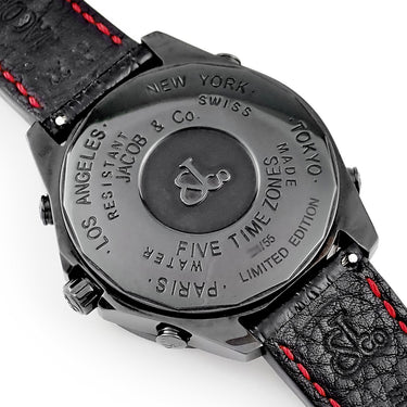 腕時計 ジェイコブ JACOB&CO 5タイムゾーン 47mm スカル リミテッド JC-SKULL9 クオーツ メンズ 純正ダイヤ 骸骨 ドクロ GMT 限定