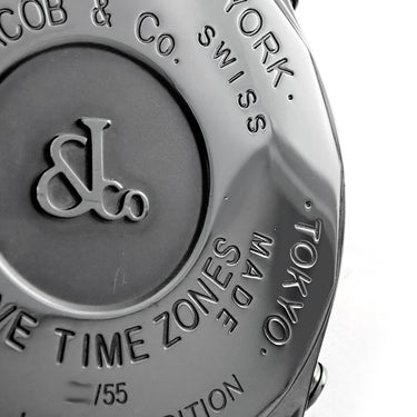 腕時計 ジェイコブ JACOB&CO 5タイムゾーン 47mm スカル リミテッド JC-SKULL9 クオーツ メンズ 純正ダイヤ 骸骨 ドクロ GMT 限定