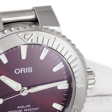腕時計 オリス ORIS アクイス デイト レリーフ 01 733 7766 4158 自動巻き メンズ チェリー レッド 逆回転防止ベゼル