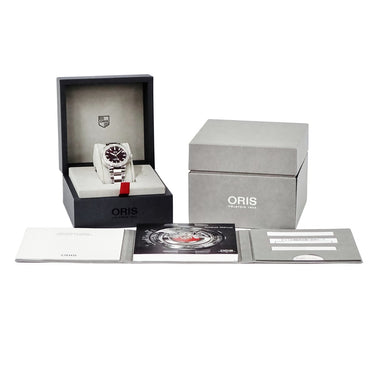 腕時計 オリス ORIS アクイス デイト レリーフ 01 733 7766 4158 自動巻き メンズ チェリー レッド 逆回転防止ベゼル