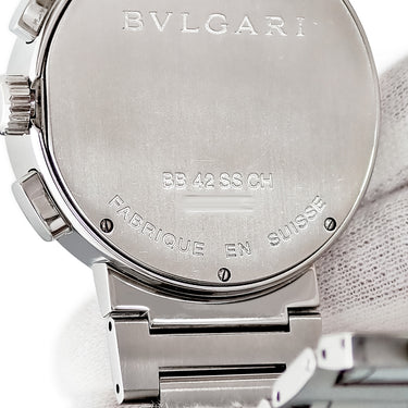 腕時計 ブルガリ BVLGARI ブルガリブルガリ クロノグラフ BB42SSCH AUTO 自動巻き メンズ シルバー デイト スモールセコンド